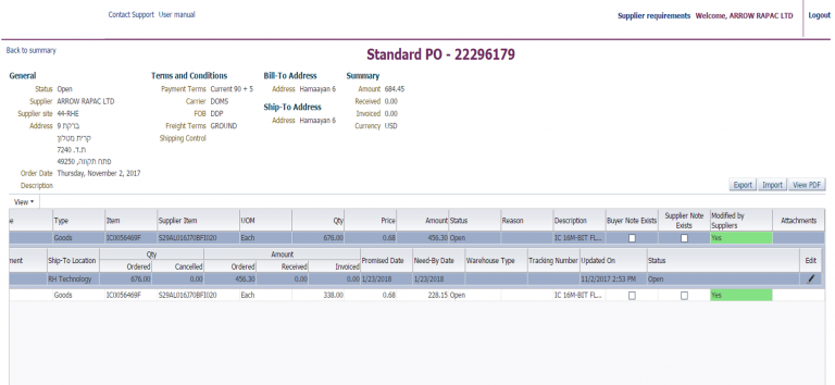 PO Details Form - Suppliers Portal - Manage all in ONE place - Unitask